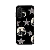 BG AKSESUAR Samsung Galaxy A36 ile Uyumlu Siyah Silikon Kılıf, Yıldız ve Disko Topu Baskılı, A++ Kalite Koruma