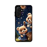 BG AKSESUAR Samsung Galaxy A36 Uyumlu Mat Siyah Silikon Kılıf, Oyuncak Ayıcık Tasarımı, Şok Emici Koruyucu Kapak