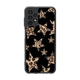 BG AKSESUAR Samsung Galaxy A52 ile Uyumlu Leopar Yıldız Desenli Mat Siyah Silikon Kılıf, Şok Emici Koruyucu Kapak