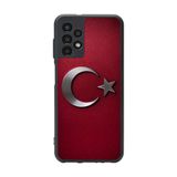 BG AKSESUAR Samsung Galaxy A52 Uyumlu Türk Bayrağı Baskılı Mat Siyah Silikon Kılıf, Şok Emici Koruyucu Kapak
