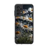 BG AKSESUAR Samsung Galaxy A72 ile Uyumlu Mat Siyah Kılıf, Çiçek Deseni, Yumuşak Silikon, Şok Emici