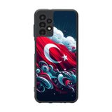 BG AKSESUAR Samsung Galaxy A72 ile Uyumlu Mat Siyah Kılıf, Türk Bayrağı Baskılı, Yumuşak Silikon, Şok Emici