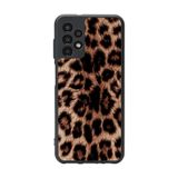 BG AKSESUAR Samsung Galaxy A72 Uyumlu Leopar Desenli Siyah Silikon Kılıf, Şok Emici Koruyucu Kapak