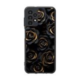 BG AKSESUAR Samsung Galaxy A72 Uyumlu Mat Siyah Kılıf, Yumuşak Silikon, Koruyucu, Şok Emici, Çiçek Deseni