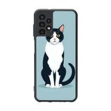 BG AKSESUAR Samsung Galaxy A72 Uyumlu Mat Siyah Silikon Kılıf, Koruyucu, Şok Emici, Kedi Desenli