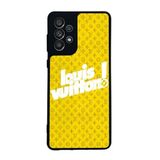BG AKSESUAR Samsung Galaxy A73 ile Uyumlu Kılıf, Louis Vuitton Tasarım, Sarı, Mat Siyah, Yumuşak Silikon, Koruyucu, Şok Emici