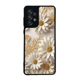 BG AKSESUAR Samsung Galaxy A73 ile Uyumlu Kılıf, Mat Siyah, Çiçek Deseni, Yumuşak Silikon, Koruyucu