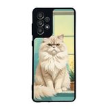 BG AKSESUAR Samsung Galaxy A73 ile Uyumlu Kılıf, Mat Siyah, Yumuşak Silikon, Koruyucu, Şok Emici, Kedi Tasarımı