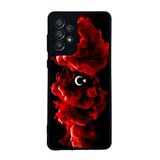 BG AKSESUAR Samsung Galaxy A73 ile Uyumlu Kılıf, Türk Bayrağı Baskılı, Mat Siyah, Yumuşak Silikon, Şok Emici