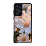 BG AKSESUAR Samsung Galaxy A73 ile Uyumlu Kılıf, Yumuşak Silikon, Çiçek Desen, Mat Siyah