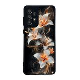 BG AKSESUAR Samsung Galaxy A73 ile Uyumlu Kılıf, Yumuşak Silikon, Koruyucu, Şok Emici, Mat Siyah, Çiçek Desen