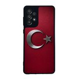 BG AKSESUAR Samsung Galaxy A73 ile Uyumlu Türk Bayrağı Baskılı Kılıf, Mat Siyah, Yumuşak Silikon, Şok Emici Koruyucu Kapak