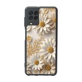 BG AKSESUAR Samsung Galaxy M22 ile Uyumlu Çiçek Desenli Mat Siyah Silikon Kılıf