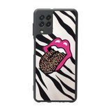 BG AKSESUAR Samsung Galaxy M22 ile Uyumlu Kılıf, Mat Siyah, Yumuşak Silikon, Pastel Leopar Desen