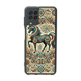 BG AKSESUAR Samsung Galaxy M22 ile Uyumlu Mat Siyah Kılıf, Boho Desenler, Yumuşak Silikon, Koruyucu, Şok Emici