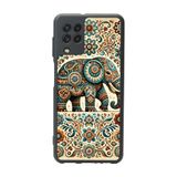BG AKSESUAR Samsung Galaxy M22 ile Uyumlu Mat Siyah Kılıf, Boho Desenler, Yumuşak Silikon, Şok Emici