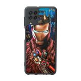 BG AKSESUAR Samsung Galaxy M22 ile Uyumlu Mat Siyah Kılıf, Iron Man Baskılı, Yumuşak Silikon, Şok Emici