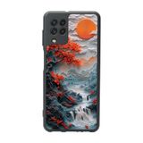 BG AKSESUAR Samsung Galaxy M22 ile Uyumlu Mat Siyah Kılıf, Manzara Tasarımı, Yumuşak Silikon, Şok Emici