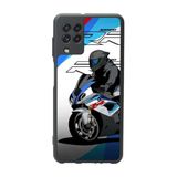 BG AKSESUAR Samsung Galaxy M22 ile Uyumlu Mat Siyah Kılıf, Motor Baskılı, Yumuşak Silikon, Şok Emici