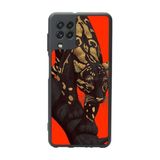 BG AKSESUAR Samsung Galaxy M22 ile Uyumlu Mat Siyah Kılıf, Pastel Leopar Deseni, Yumuşak Silikon, Şok Emici