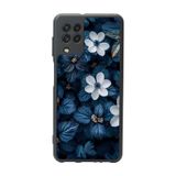 BG AKSESUAR Samsung Galaxy M22 ile Uyumlu Mat Siyah Kılıf, Yumuşak Silikon, Çiçek Desenli, Koruyucu, Şok Emici