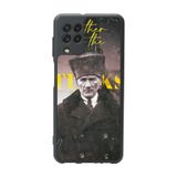 BG AKSESUAR Samsung Galaxy M22 ile Uyumlu Mat Siyah Kılıf, Yumuşak Silikon, Koruyucu, Şok Emici, Atatürk Baskılı
