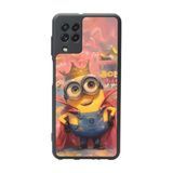 BG AKSESUAR Samsung Galaxy M22 ile Uyumlu Mat Siyah Kılıf, Yumuşak Silikon, Koruyucu, Şok Emici, Çizgi Karakter Tasarım