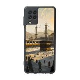 BG AKSESUAR Samsung Galaxy M22 ile Uyumlu Mat Siyah Kılıf, Yumuşak Silikon, Koruyucu, Şok Emici, Mekke-Kabe Baskılı