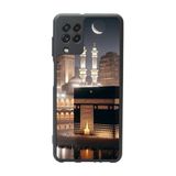 BG AKSESUAR Samsung Galaxy M22 ile Uyumlu Mat Siyah Kılıf, Yumuşak Silikon, Koruyucu, Şok Emici, Mekke-Kabe Tasarımı