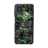 BG AKSESUAR Samsung Galaxy M22 ile Uyumlu Mat Siyah Kılıf, Yumuşak Silikon, Koruyucu, Şok Emici, Money Desen