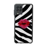 BG AKSESUAR Samsung Galaxy M22 ile Uyumlu Mat Siyah Kılıf, Yumuşak Silikon, Koruyucu, Şok Emici, Pastel Leopar Desen