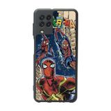 BG AKSESUAR Samsung Galaxy M22 ile Uyumlu Mat Siyah Kılıf, Yumuşak Silikon, Koruyucu, Şok Emici, SpiderMan Baskılı