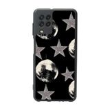 BG AKSESUAR Samsung Galaxy M22 ile Uyumlu Mat Siyah Kılıf, Yumuşak Silikon, Yıldız Desen, Şok Emici