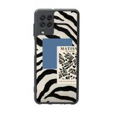 BG AKSESUAR Samsung Galaxy M22 ile Uyumlu Mat Siyah Kılıf, Zebra Deseni, Yumuşak Silikon, Şok Emici