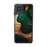 BG AKSESUAR Samsung Galaxy M22 ile Uyumlu Mermer Tasarım Kılıf, Mat Siyah, Yumuşak Silikon, Şok Emici