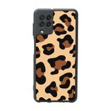 BG AKSESUAR Samsung Galaxy M22 ile Uyumlu Pastel Leopar Desenli Mat Siyah Silikon Kılıf, Şok Emici Koruyucu Kapak