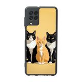 BG AKSESUAR Samsung Galaxy M22 Uyumlu Kedi Baskılı Mat Siyah Silikon Kılıf, Şok Emici Koruyucu Kapak