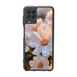 BG AKSESUAR Samsung Galaxy M22 Uyumlu Kılıf, Mat Siyah, Çiçek Deseni, Yumuşak Silikon, Şok Emici