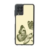 BG AKSESUAR Samsung Galaxy M22 Uyumlu Kılıf, Mat Siyah, Yumuşak Silikon, Kelebek Baskılı, Koruyucu, Şok Emici