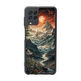 BG AKSESUAR Samsung Galaxy M22 Uyumlu Mat Siyah Kılıf, Manzara Baskılı, Yumuşak Silikon, Şok Emici
