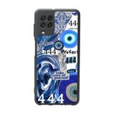 BG AKSESUAR Samsung Galaxy M22 Uyumlu Mat Siyah Kılıf, Nazar Boncuğu Baskılı, Yumuşak Silikon, Koruyucu, Şok Emici
