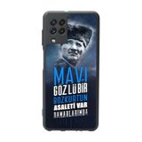 BG AKSESUAR Samsung Galaxy M22 Uyumlu Mat Siyah Kılıf, Yumuşak Silikon, Koruyucu, Şok Emici, Atatürk Baskılı