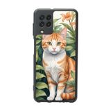 BG AKSESUAR Samsung Galaxy M22 Uyumlu Mat Siyah Kılıf, Yumuşak Silikon, Koruyucu, Şok Emici, Kedi Desenli