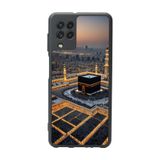 BG AKSESUAR Samsung Galaxy M22 Uyumlu Mat Siyah Kılıf, Yumuşak Silikon, Koruyucu, Şok Emici, Mekke-Kabe Baskılı