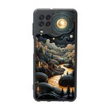 BG AKSESUAR Samsung Galaxy M22 Uyumlu Mat Siyah Kılıf, Yumuşak Silikon, Manzara Tasarımı, Şok Emici
