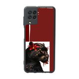 BG AKSESUAR Samsung Galaxy M22 Uyumlu Mat Siyah Kılıf, Yumuşak Silikon, Panter Baskılı, Şok Emici