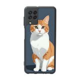 BG AKSESUAR Samsung Galaxy M22 Uyumlu Mat Siyah Silikon Kılıf, Koruyucu, Şok Emici, Kedi Baskılı