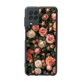 BG AKSESUAR Samsung Galaxy M32 ile Uyumlu Mat Siyah Kılıf, Çiçek Deseni, Yumuşak Silikon, Şok Emici