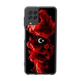 BG AKSESUAR Samsung Galaxy M32 ile Uyumlu Mat Siyah Kılıf, Türk Bayrağı Baskılı, Yumuşak Silikon, Şok Emici