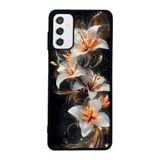 BG AKSESUAR Samsung Galaxy M52 Uyumlu Kılıf, Mat Siyah, Çiçek Deseni, Yumuşak Silikon, Şok Emici